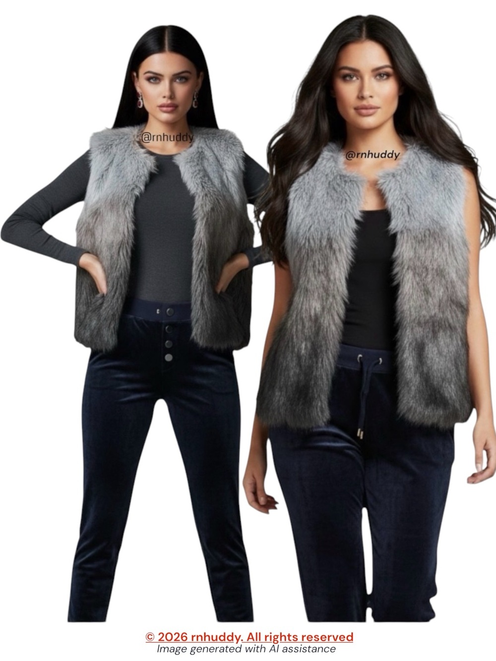 Fever M ombré 3 tone faux fur vest
